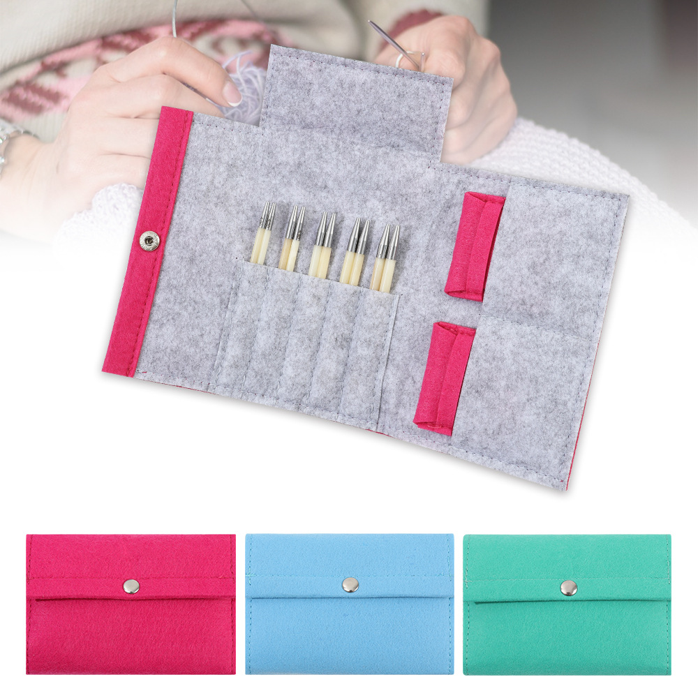 Textile Sewing Kit - Circular Crochet Hooks Storage Bag Knitting