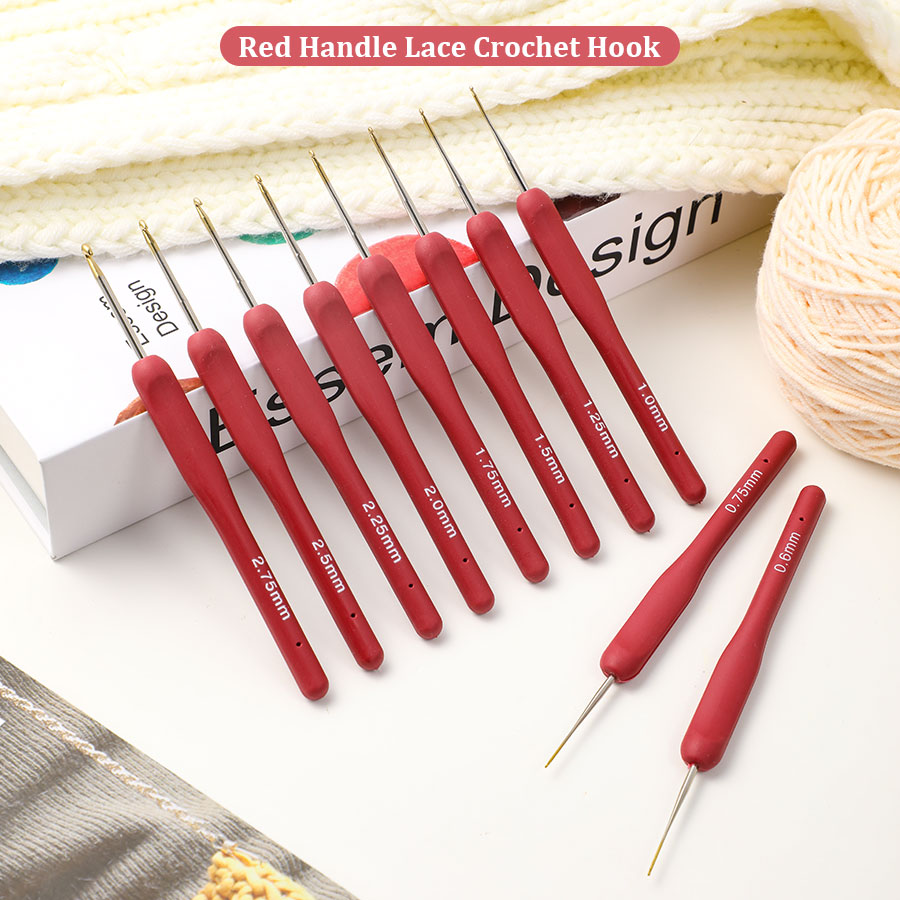 10pcs Red Crochet Set Kit Sili - مراجعة Textile Sewing Kit وسعره