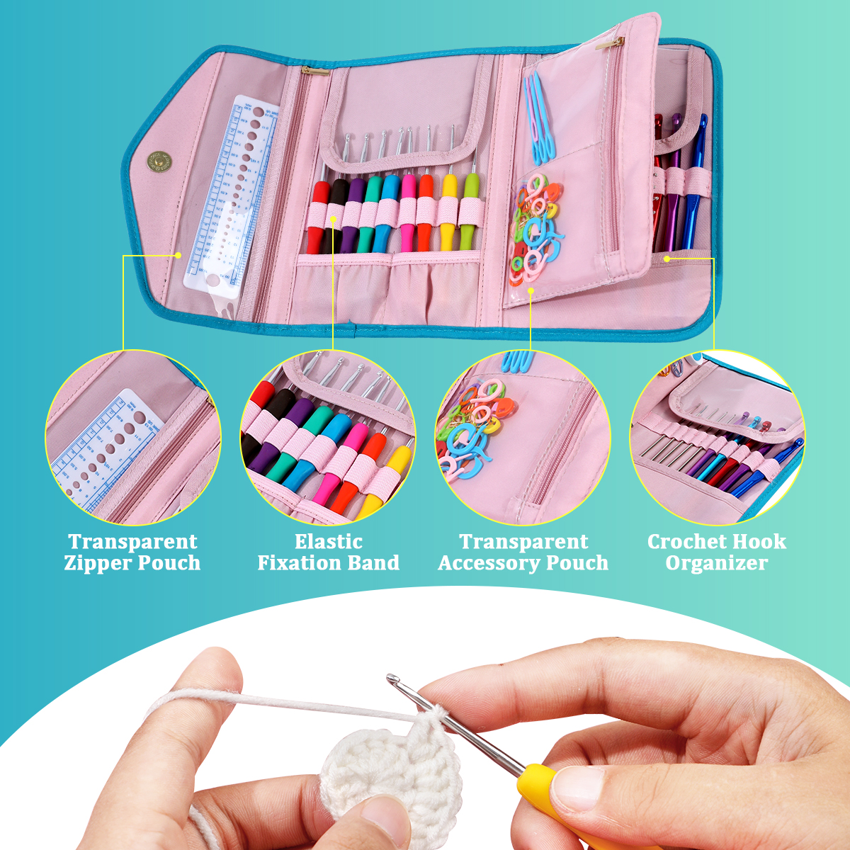 Portable Crochet Hooks Organiz - مراجعة Textile Sewing Kit وسعره