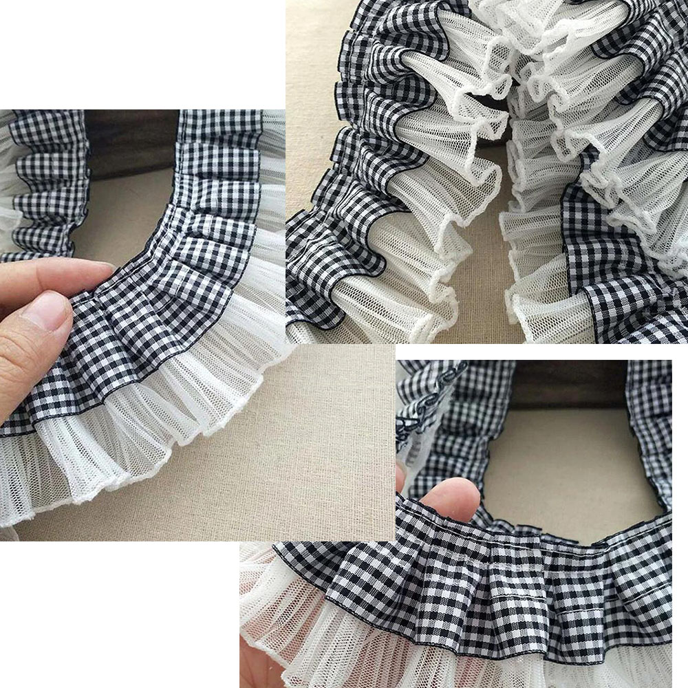 1 Yard 7CM Pleated Plaid Lace  - مراجعة Textile And Sewing Supply وسعره