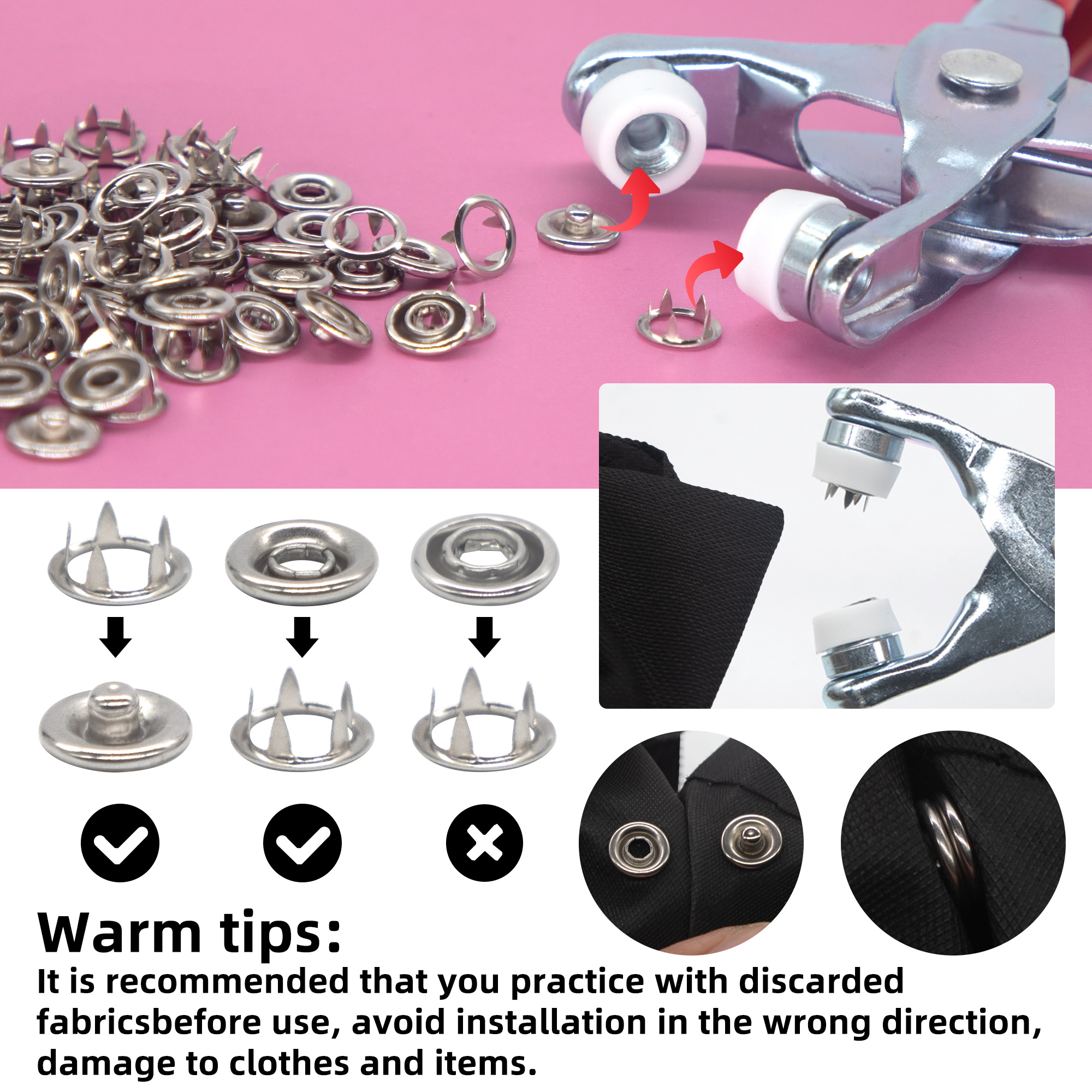 50 Sets Snap Fasteners Kit Too - مراجعة Snap Button Plier وسعره