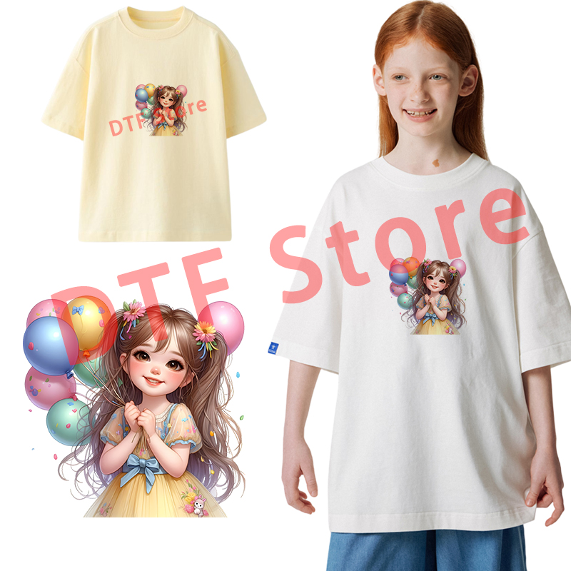 Cute balloon girl DTF heat tra - مراجعة Iron On Patch وسعره