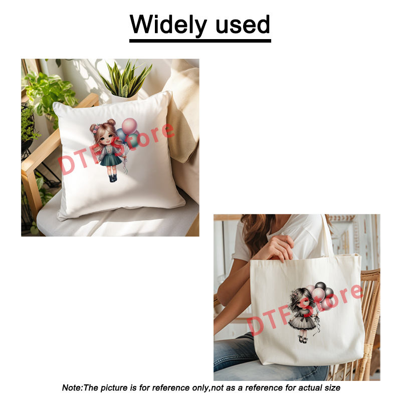 Cute balloon girl DTF heat tra - مراجعة Iron On Patch وسعره