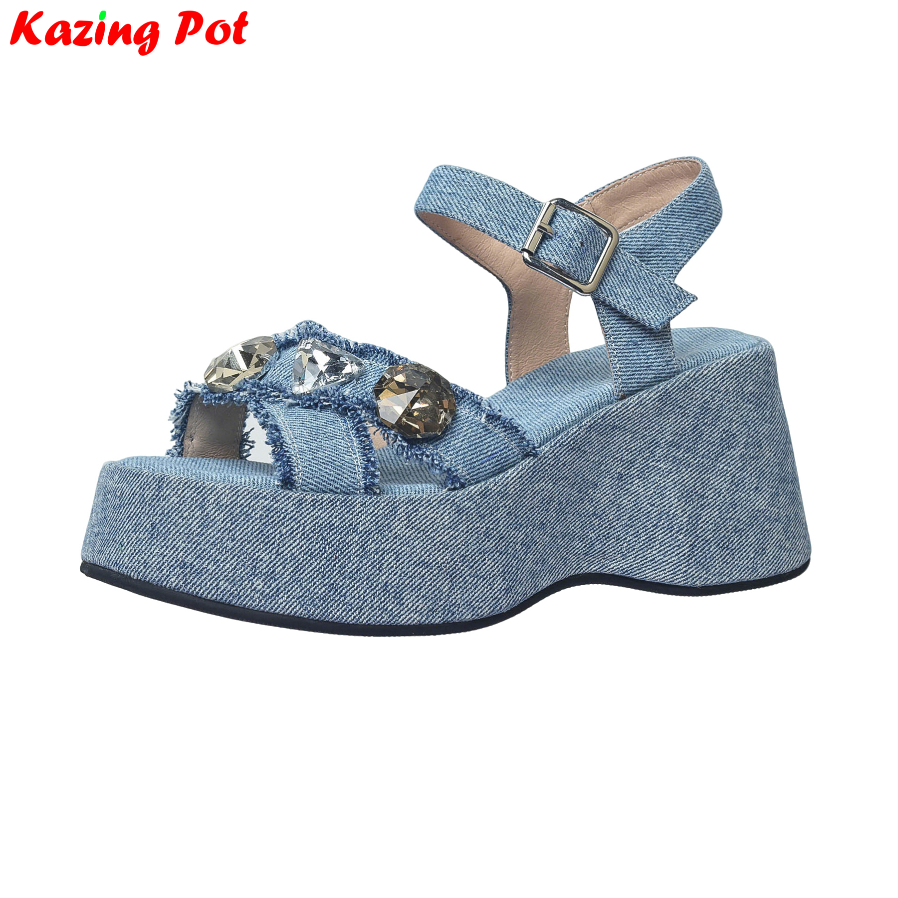 Krazing Pot Denim Peep Toe Pla - مراجعة Sewing Fabric وسعره