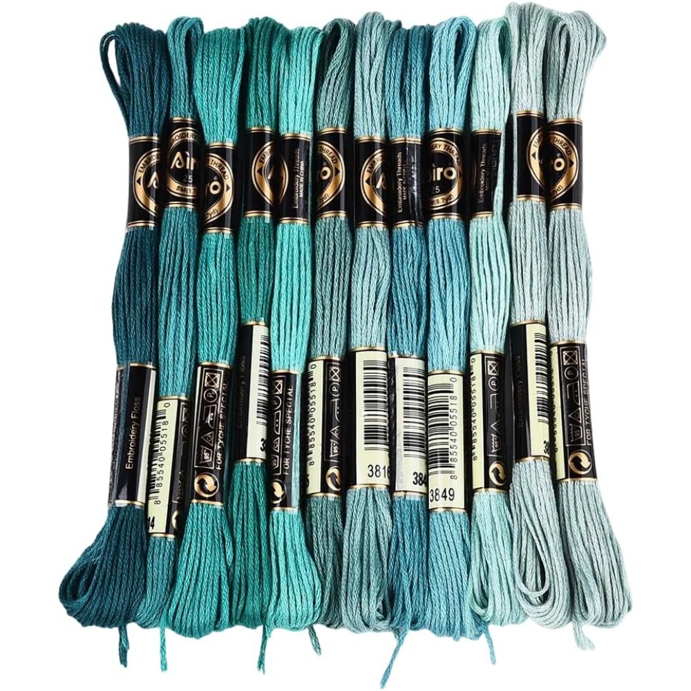 12 Skeins 6 Strands Green Embr - مراجعة Embroidery Floss Thread وسعره