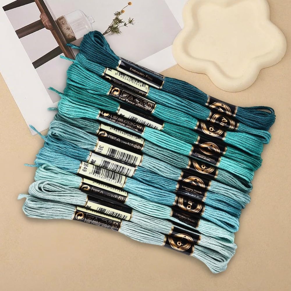 12 Skeins 6 Strands Green Embr - مراجعة Embroidery Floss Thread وسعره