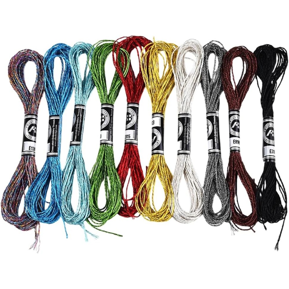 10 Skeins 10 Colors Metallic E - مراجعة Embroidery Floss Thread وسعره