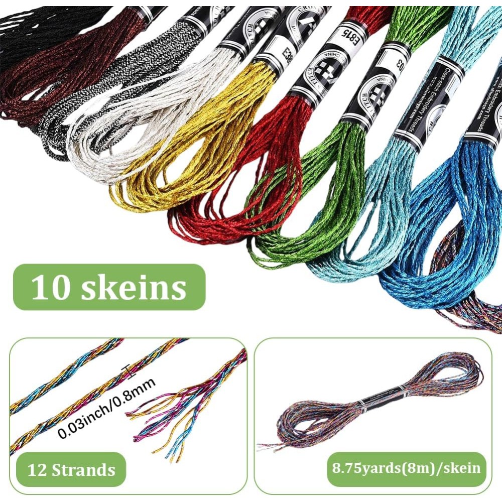 10 Skeins 10 Colors Metallic E - مراجعة Embroidery Floss Thread وسعره