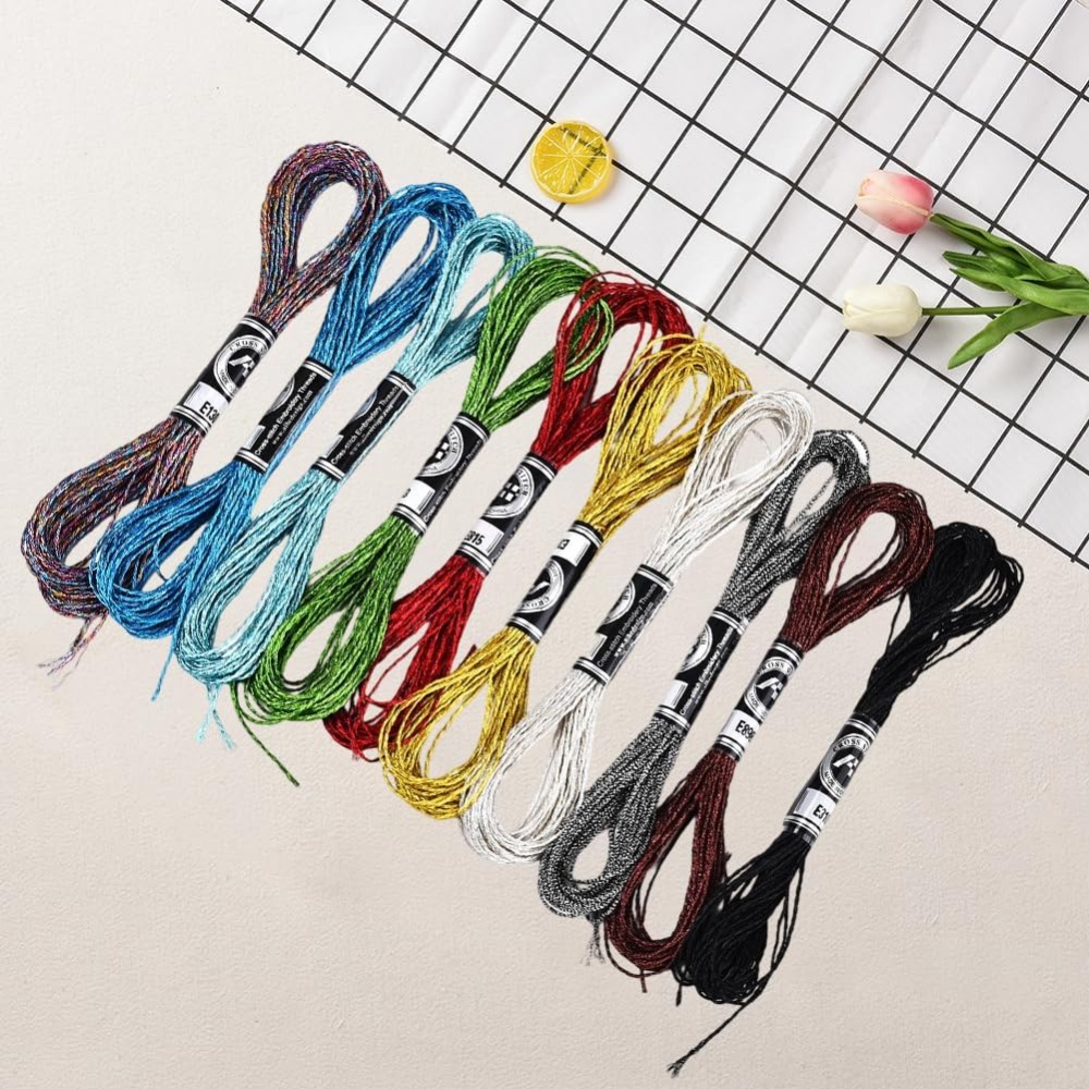 10 Skeins 10 Colors Metallic E - مراجعة Embroidery Floss Thread وسعره