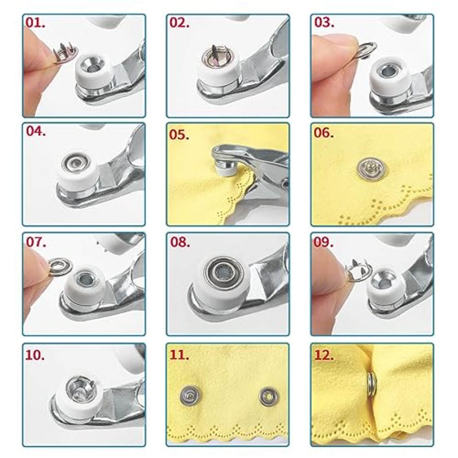 100 Sets Metal Snaps Buttons w - مراجعة Snap Button Plier وسعره