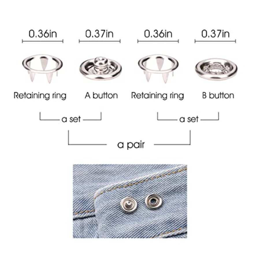 100 Sets Metal Snaps Buttons w - مراجعة Snap Button Plier وسعره